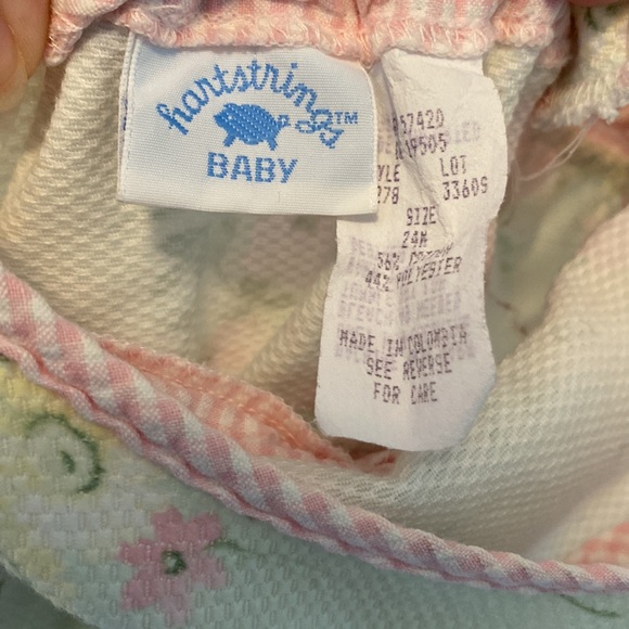Vintage Hartstrings Dress 24M Easter Gingham Floral Seersucker Pink Mint Green - Picture 3 of 3